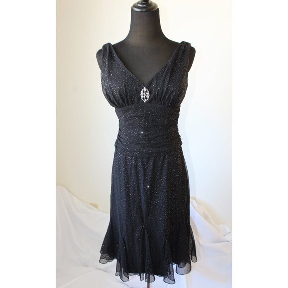 S.L. Fashions Dresses & Skirts - Vtg S.L. Fashions Babydoll Black mini Dress Size 6P Strappy Y2K Whimsigoth Shiny